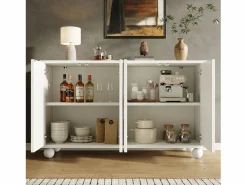 Merax Aparador moderno para comedor y salón - 120 x 35 x 71 cm - con 4 puertas + estante ajustable - MDF + metal -