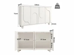 Merax Aparador moderno para comedor y salón - 120 x 35 x 71 cm - con 4 puertas + estante ajustable - MDF + metal -