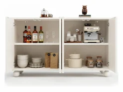 Merax Aparador moderno para comedor y salón - 120 x 35 x 71 cm - con 4 puertas + estante ajustable - MDF + metal -