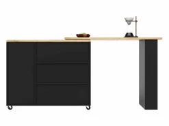 Best ModernLuxe Aparador, mueble bar giratorio - MDF - 3 cajones y 2 puertas - Negro