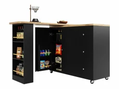 Best ModernLuxe Aparador, mueble bar giratorio - MDF - 3 cajones y 2 puertas - Negro