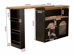 Discount ModernLuxe Aparador, Mueble bar giratorio y retráctil con LED - gran espacio de almacenamiento - estilo contemporáneo - Negro