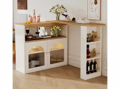 Sale Aparador, Mueble bar giratorio y retráctil con LED - gran espacio de almacenamiento - estilo contemporáneo - Mueble Bar