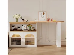 Sale Aparador, Mueble bar giratorio y retráctil con LED - gran espacio de almacenamiento - estilo contemporáneo - Mueble Bar