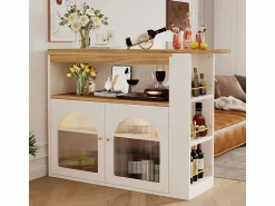 Sale Aparador, Mueble bar giratorio y retráctil con LED - gran espacio de almacenamiento - estilo contemporáneo - Mueble Bar