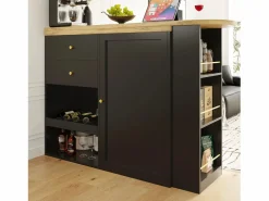 ModernLuxe Aparador, Mueble bar giratorio y retráctil - 2 cajones y 6 compartimentos -