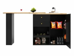 ModernLuxe Aparador, Mueble bar giratorio y retráctil - 2 cajones y 6 compartimentos -