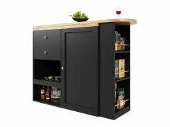 ModernLuxe Aparador, Mueble bar giratorio y retráctil - 2 cajones y 6 compartimentos -