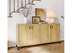 Clearance Aparador, mueble de cocina de 4 puertas, para entrada, salón, cocina, dormitorio, 160 x 35 x 80 cm Aparador