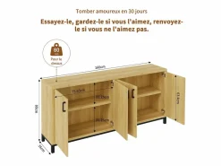 Clearance Aparador, mueble de cocina de 4 puertas, para entrada, salón, cocina, dormitorio, 160 x 35 x 80 cm Aparador