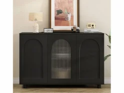 Online Hauss Spole Aparador con 3 puertas - estantes regulables - madera MDF y PB Negro