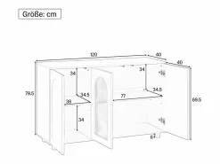Online Hauss Spole Aparador con 3 puertas - estantes regulables - madera MDF y PB Negro