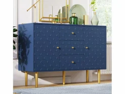 Best Aparador para salón dormitorio - 120 x 40 x 83 cm - con 2 puertas + 3 cajones - madera + metal - Aparador