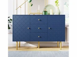 Best Aparador para salón dormitorio - 120 x 40 x 83 cm - con 2 puertas + 3 cajones - madera + metal - Aparador
