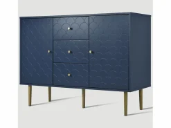 Best Aparador para salón dormitorio - 120 x 40 x 83 cm - con 2 puertas + 3 cajones - madera + metal - Aparador