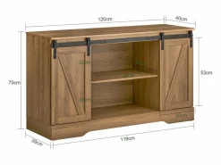 Online Sobuy Aparador Recibidor con Puerta corrediza de Granero Armario de Almacenamiento Mueble para Entrada 120 x 40 x 70 cm FSB60-BR ES Marru00f3n