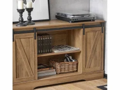 Online Sobuy Aparador Recibidor con Puerta corrediza de Granero Armario de Almacenamiento Mueble para Entrada 120 x 40 x 70 cm FSB60-BR ES Marru00f3n