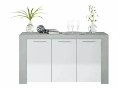 Loungitude Aparador Urban 3 puertas blanco/cemento 80x144x42 cm