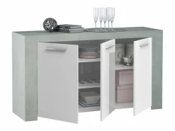 Loungitude Aparador Urban 3 puertas blanco/cemento 80x144x42 cm