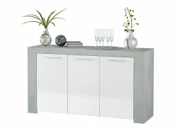 Loungitude Aparador Urban 3 puertas blanco/cemento 80x144x42 cm