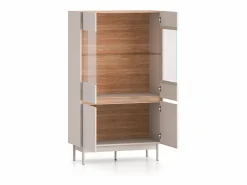 Sale Petits-Meubles Aparador vitrina 4 puertas Connie Cachemira y Madera Beige