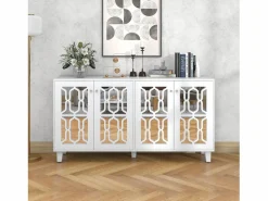 Hauss Spole Aparador 160x40x84cm con 4 puertas con espejo, cuerpo lacado en
