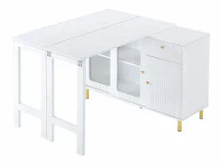 Hauss Spole Aparador 122x80x82cm con 3 puertas y 1 cajón, tapa extensible y giratoria, cuerpo Blanco