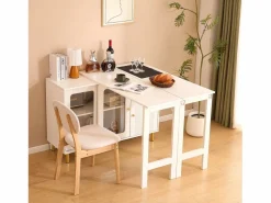 Hauss Spole Aparador 122x80x82cm con 3 puertas y 1 cajón, tapa extensible y giratoria, cuerpo Blanco