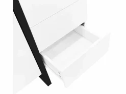 Online Hauss Spole Aparador 150x40x80cm con 3 puertas y 4 cajones, cuerpo en lacado brillo y negro. Blanco