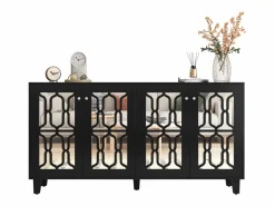 Hauss Spole Aparador 160x40x84cm con 4 puertas con espejo, cuerpo lacado en