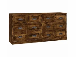 Best Aparadores 2 piezas madera contrachapada roble ahumado ES25322 Marru00f3n