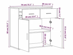 New vidaxl Aparadores 2 unidades madera de ingeniería 79x38x80 cm Blanco
