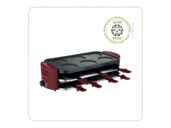 Little Balance Aparato Multifuncional para Raclette 8 Personas con 6 Zonas para Pizzas y Crepes, 1600W, Recubrimiento Antiadherente Sin PFAS