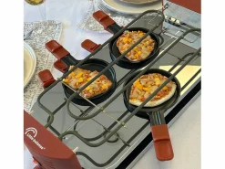 Little Balance Aparato Multifuncional para Raclette 8 Personas con 6 Zonas para Pizzas y Crepes, 1600W, Recubrimiento Antiadherente Sin PFAS