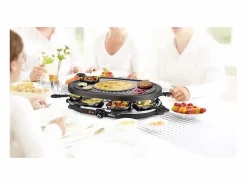 Clearance Princess Aparato para raclette 8 personas 1200W, termostato ajustable, placa grill antiadherente extraíble Negro
