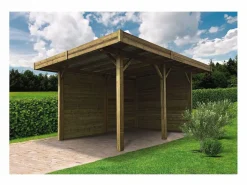 Habitat et jardin Aparcamiento de madera para coche - 11,64 m² - 4,06 x 5,06 m Beige