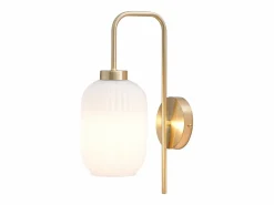 New Aplique de latón dorado y vidrio blanco L.25 x Alt.41 cm - LOUXOR Aplique Para Pared