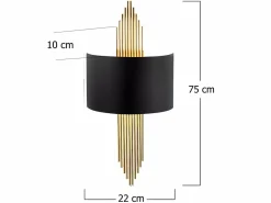 Discount OZAIA Aplique de metal - lámpara Ancho 22 x Alt. 75 cm - Negro y dorado - SANGARIUS Negro / Dorado