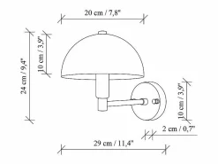 Outlet Aplique de pared con forma de seta en metal efecto latón - A. 29 x D. 20 cm - ELDO Aplique Para Pared