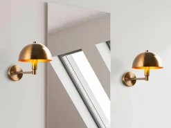 Outlet Aplique de pared con forma de seta en metal efecto latón - A. 29 x D. 20 cm - ELDO Aplique Para Pared