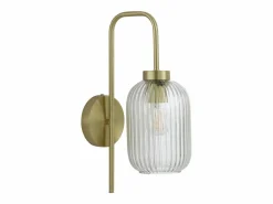 OZAIA Aplique de pared de metal y cristal acanalado - An. 25 x Al. 41 cm - - LOUXOR Dorado