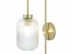 OZAIA Aplique de pared de metal y cristal acanalado - An. 25 x Al. 41 cm - - LOUXOR Dorado