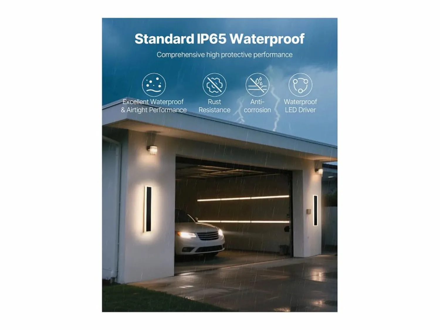 Online Aplique de Pared SucceBuy Exterior, 11 W, Iluminación Exterior de Pared, Lote de 2, Apliques de Pared Modernos LED 60 cm, Ajustable 2700 K-6000 K, Estanco IP65 Negro