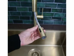 Discount Essebagno Architek mezclador de fregadero con rociador extraíble oro cepillado Dorado