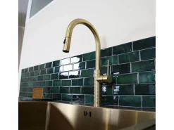 Discount Essebagno Architek mezclador de fregadero con rociador extraíble oro cepillado Dorado