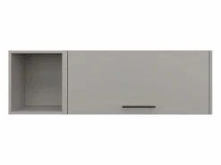 Hot TuHome Archivador de pared en melamina con 3 estantes y puerta abatible superior , , 37.8 cm X 119.9 cm X 33 cm Gris