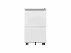 Clearance Archivador móvil 2 cajones, metal, con cerradura, bajo el escritorio, (39x45x72,4 cm) Blanco