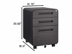 Archivador móvil con 3 cajones, de metal, con cerradura, con ruedas, color (46x40x58 cm)