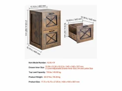 Online Archivador Vertical de 2 Cajones UcceBuy, Robusto, Barra Ajustable (2 Niveles), Archivo para Documentos A4/Carta/Legal, Fácil de Montar, Color Marrón Miel Cajonera De Escritorio