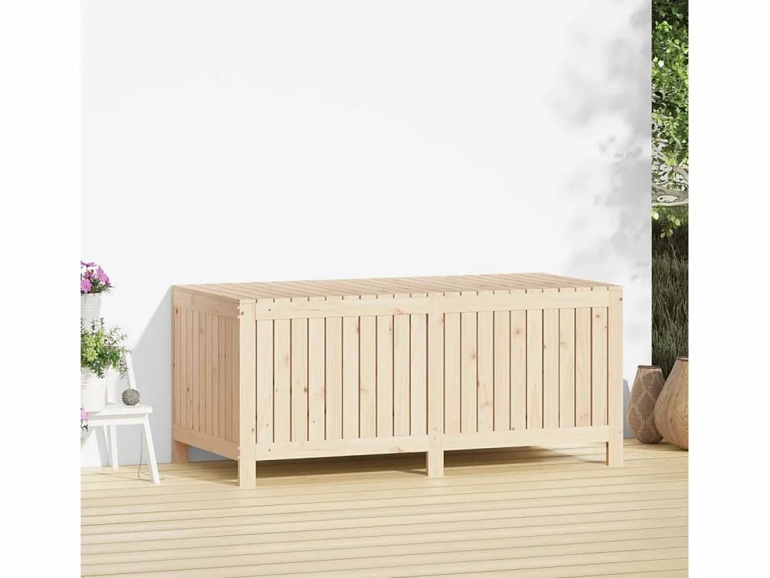 Outlet Arcón de jardín 147x68x64 cm Madera maciza de pino Armario De Jardín